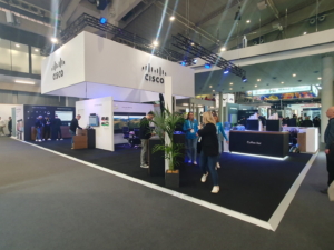🥇 Custom exhibition stand for CISCO-WEBEX-at-ISE-2024, produced by ProjeKta stand builders with innovative branding and structure.