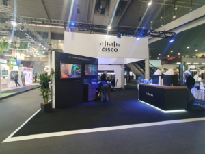 🥇 Custom exhibition stand for CISCO-WEBEX-at-ISE-2024, produced by ProjeKta stand builders with innovative branding and structure.