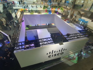 🥇 Custom exhibition stand for CISCO-WEBEX-at-ISE-2024, produced by ProjeKta stand builders with innovative branding and structure.