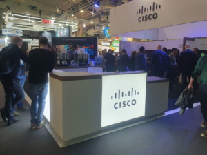 🥇 Custom exhibition stand for CISCO-WEBEX-at-ISE-2024, produced by ProjeKta stand builders with innovative branding and structure.