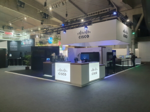 🥇 Custom exhibition stand for CISCO-WEBEX-at-ISE-2024, produced by ProjeKta stand builders with innovative branding and structure.