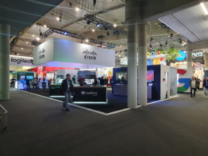 🥇 Custom exhibition stand for CISCO-WEBEX-at-ISE-2024, produced by ProjeKta stand builders with innovative branding and structure.