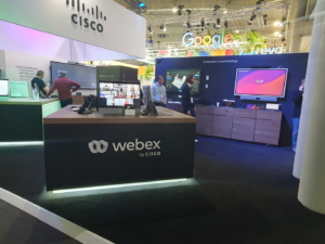 🥇 Custom exhibition stand for CISCO-WEBEX-at-ISE-2024, produced by ProjeKta stand builders with innovative branding and structure.