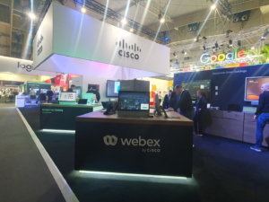 🥇 Custom exhibition stand for CISCO-WEBEX-at-ISE-2024, produced by ProjeKta stand builders with innovative branding and structure.