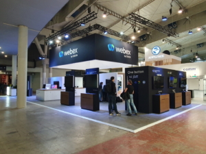 🥇 Custom exhibition stand for CISCO-WEBEX-at-ISE-Barcelona, produced by ProjeKta stand builders with innovative branding and structure.