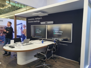 🥇 Custom exhibition stand for CISCO-WEBEX-at-ISE-Barcelona, produced by ProjeKta stand builders with innovative branding and structure.