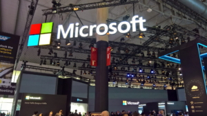 🥇 Custom exhibition stand for Microsoft_at_Mobile_World_Congress, produced by ProjeKta stand builders with innovative branding and structure.