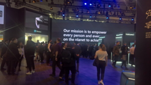 🥇 Custom exhibition stand for Microsoft_at_Mobile_World_Congress, produced by ProjeKta stand builders with innovative branding and structure.