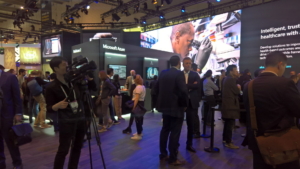 🥇 Custom exhibition stand for Microsoft_at_Mobile_World_Congress, produced by ProjeKta stand builders with innovative branding and structure.