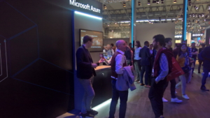 🥇 Custom exhibition stand for Microsoft_at_Mobile_World_Congress, produced by ProjeKta stand builders with innovative branding and structure.