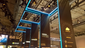 🥇 Custom exhibition stand for Microsoft_at_Mobile_World_Congress, produced by ProjeKta stand builders with innovative branding and structure.