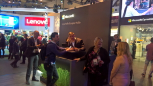 🥇 Custom exhibition stand for Microsoft_at_Mobile_World_Congress, produced by ProjeKta stand builders with innovative branding and structure.