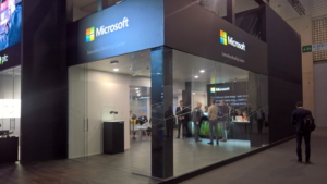 🥇 Custom exhibition stand for Microsoft_at_Mobile_World_Congress, produced by ProjeKta stand builders with innovative branding and structure.