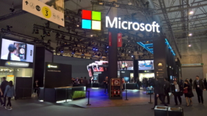 🥇 Custom exhibition stand for Microsoft_at_Mobile_World_Congress, produced by ProjeKta stand builders with innovative branding and structure.