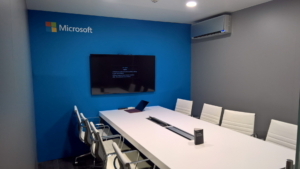 🥇 Custom exhibition stand for Microsoft_at_Mobile_World_Congress, produced by ProjeKta stand builders with innovative branding and structure.