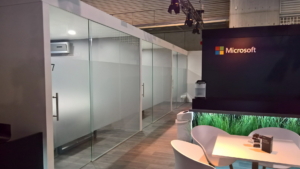 🥇 Custom exhibition stand for Microsoft_at_Mobile_World_Congress, produced by ProjeKta stand builders with innovative branding and structure.