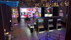 🥇 Custom exhibition stand for Microsoft_at_Mobile_World_Congress, produced by ProjeKta stand builders with innovative branding and structure.