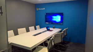 🥇 Custom exhibition stand for Microsoft_at_Mobile_World_Congress, produced by ProjeKta stand builders with innovative branding and structure.