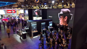 🥇 Custom exhibition stand for Microsoft_at_Mobile_World_Congress, produced by ProjeKta stand builders with innovative branding and structure.