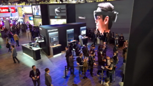 🥇 Custom exhibition stand for Microsoft_at_Mobile_World_Congress, produced by ProjeKta stand builders with innovative branding and structure.