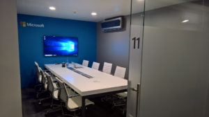 🥇 Custom exhibition stand for Microsoft_at_Mobile_World_Congress, produced by ProjeKta stand builders with innovative branding and structure.