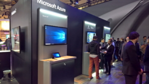 🥇 Custom exhibition stand for Microsoft_at_Mobile_World_Congress, produced by ProjeKta stand builders with innovative branding and structure.