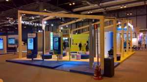 🥇 Custom exhibition stand for Sanofi_Genzyme, produced by ProjeKta stand builders with innovative branding and structure.