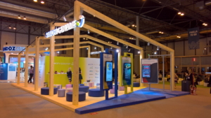 🥇 Custom exhibition stand for Sanofi_Genzyme, produced by ProjeKta stand builders with innovative branding and structure.