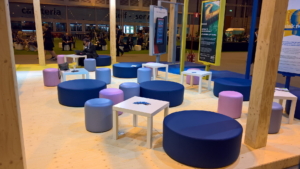 🥇 Custom exhibition stand for Sanofi_Genzyme, produced by ProjeKta stand builders with innovative branding and structure.