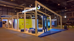 🥇 Custom exhibition stand for Sanofi_Genzyme, produced by ProjeKta stand builders with innovative branding and structure.